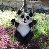 Cute Black and White Panda Swing On Bamboo Creative Statue Home Garden Decoration Outdoor Decoration