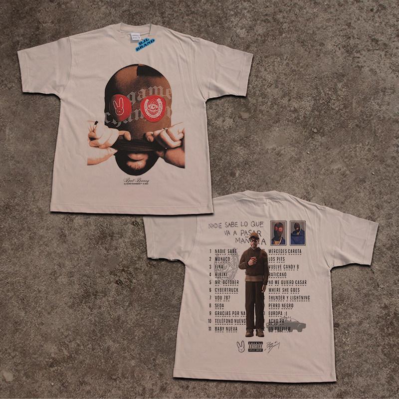 

2026 Bad Rabbit Album NADIESABE The Same Style American Streetwear Shortsleeved Pure Cotton Retro Loose Tshirt 4XL