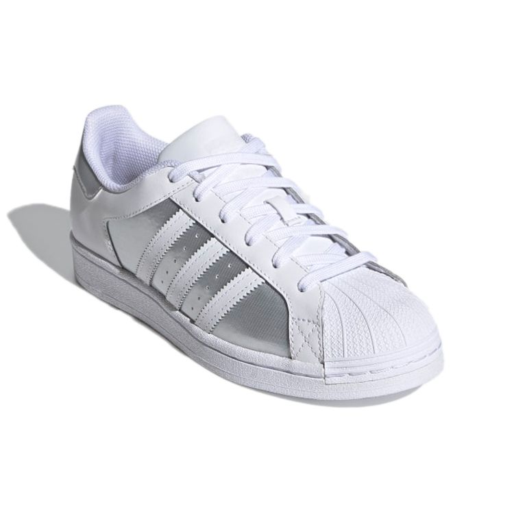 Adidas  Superstar White Silver Metallic Women Sneakers Cloud-White Grey-Two FX6048