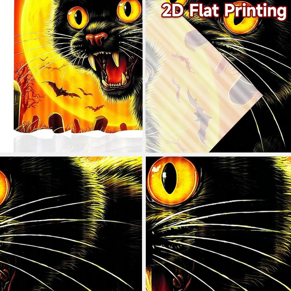 2D flat printing 2pcs Curtain Black Cat Halloween Bats Digital Printed Polyester Drapes All Season Party & Holiday Decor Perfect