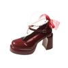 Designer Women Mary Jane Shoes Elegant Thick High Heel Dress Single Shoes Ladies Platform Leather Pumps