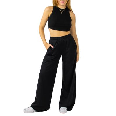 Damskie spodnie z szerokimi nogawkami, jednolity kolor, elastyczny wysoki stan, luźne spodnie, jesienne casualowe spodnie dresowe, proste nogawki