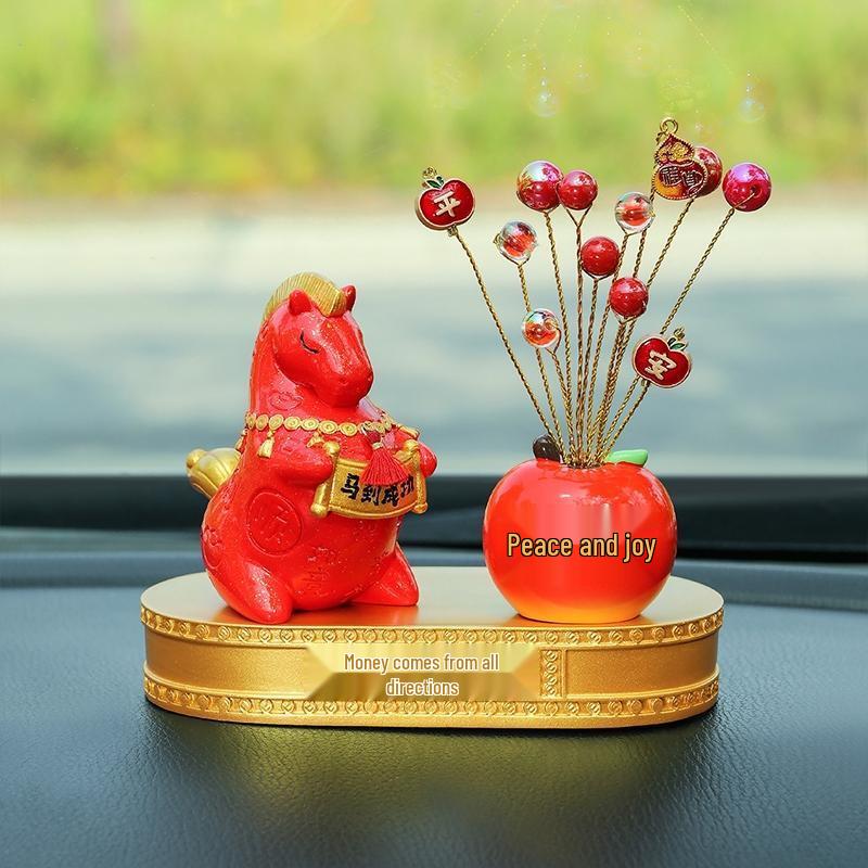 HANDUNYOU Red Horse Car Ornament