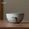 LUWU Ceramic Teacup Cute Cat Chinese Tea Cup Drinkware