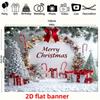 2D Flat Merry Christmas Party Backdrop White & Red Decor Background Cloth
