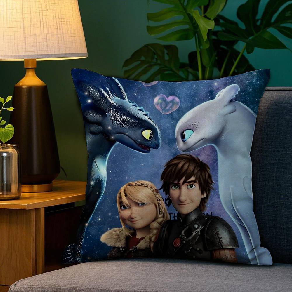 How To T-Train Your D-Dragon Pillow Case Sofa Living Room Bedroom Double-sided Printing Square Cushion Nap Time Pillow Case