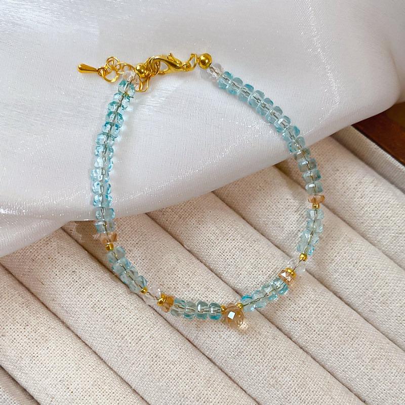 Crystal geometric round beaded water drop bracelet, small fresh and fashionable simple versatile bracelet design sense niche bracelet
