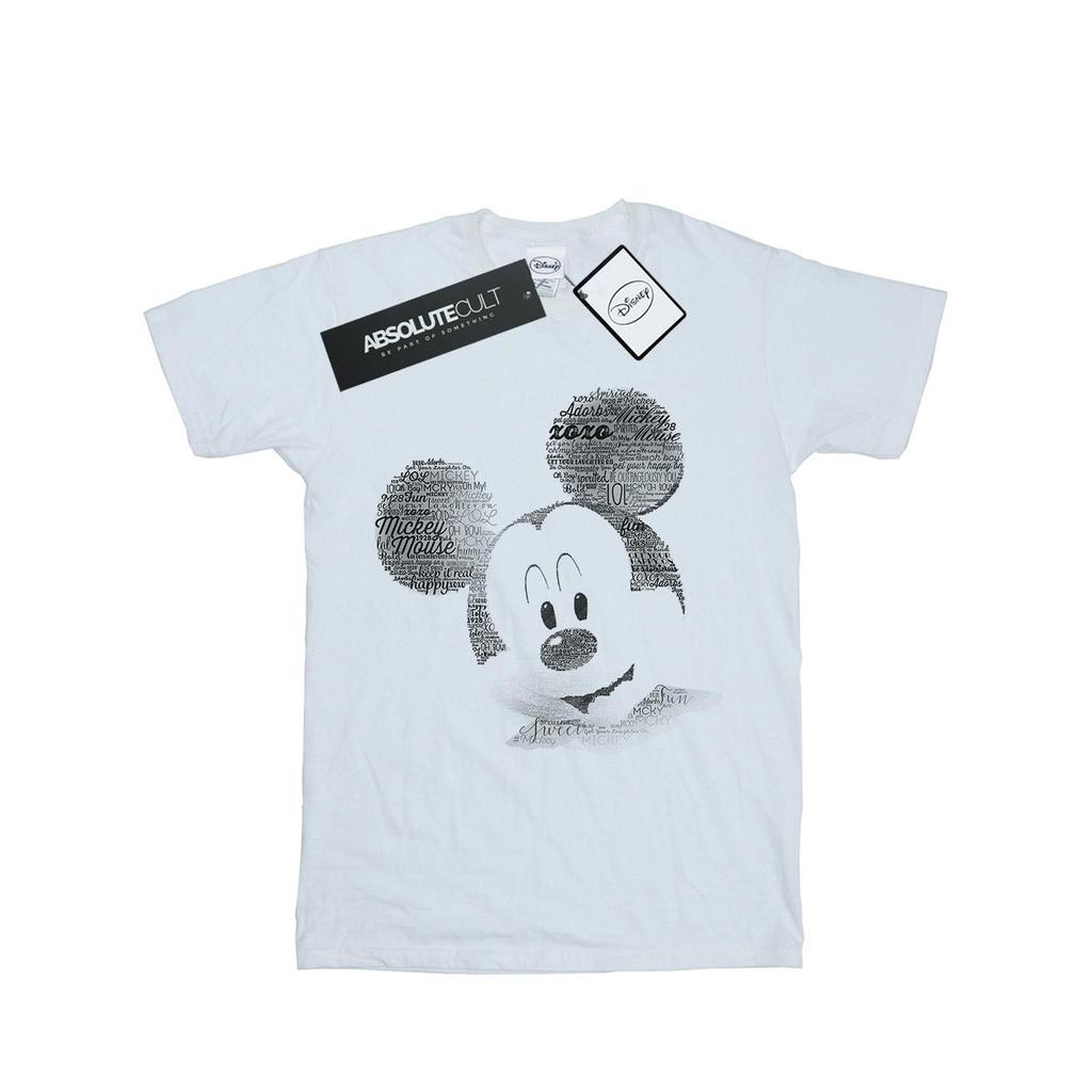 Disney Mens Mickey Mouse Text Face T-Shirt