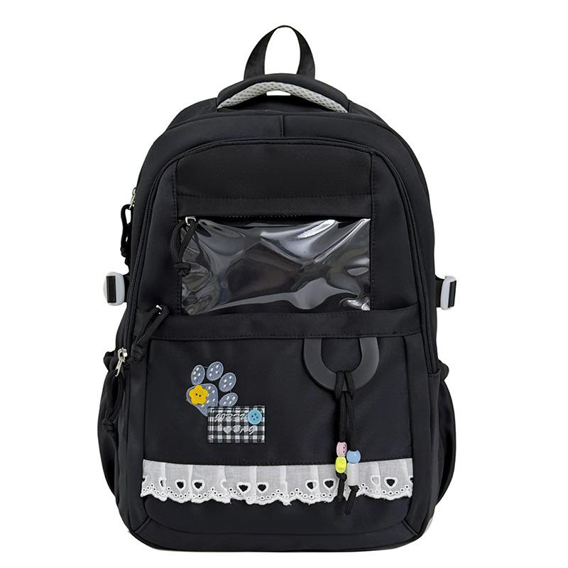 Schoolbag high value ins cute schoolbag female versatile two-dimensional transparent pain bag backpack high school student large capacity backpack