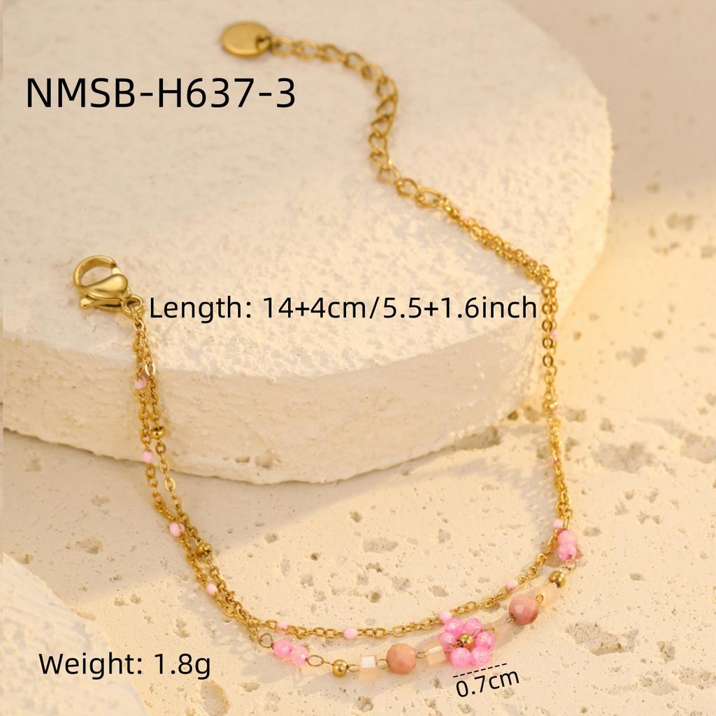 GEMCHIC Women's Colorful Flower Beaded Bracelet Fashion Simple Luxury Jewelry