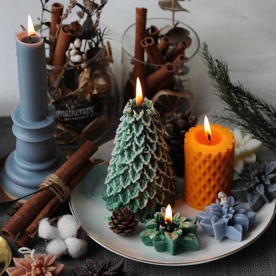 Weihnachts-Aromatherapie-Kerzenform Weihnachtsblume Silikonform Harzformen Kuchendekoration Handgemachte Seifenform Kerzenherstellung