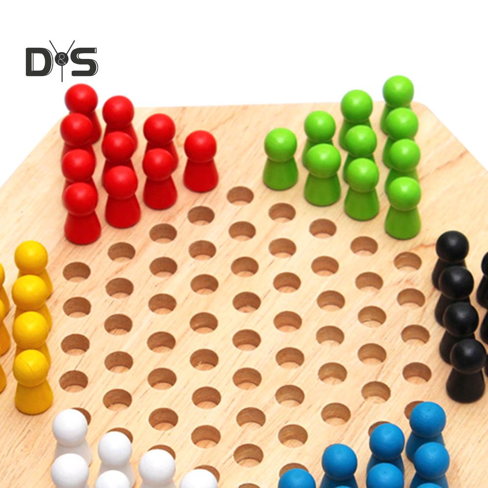 Wood Chinese Checkers Jumping Chess Board Game Children Kids Developmental Toy