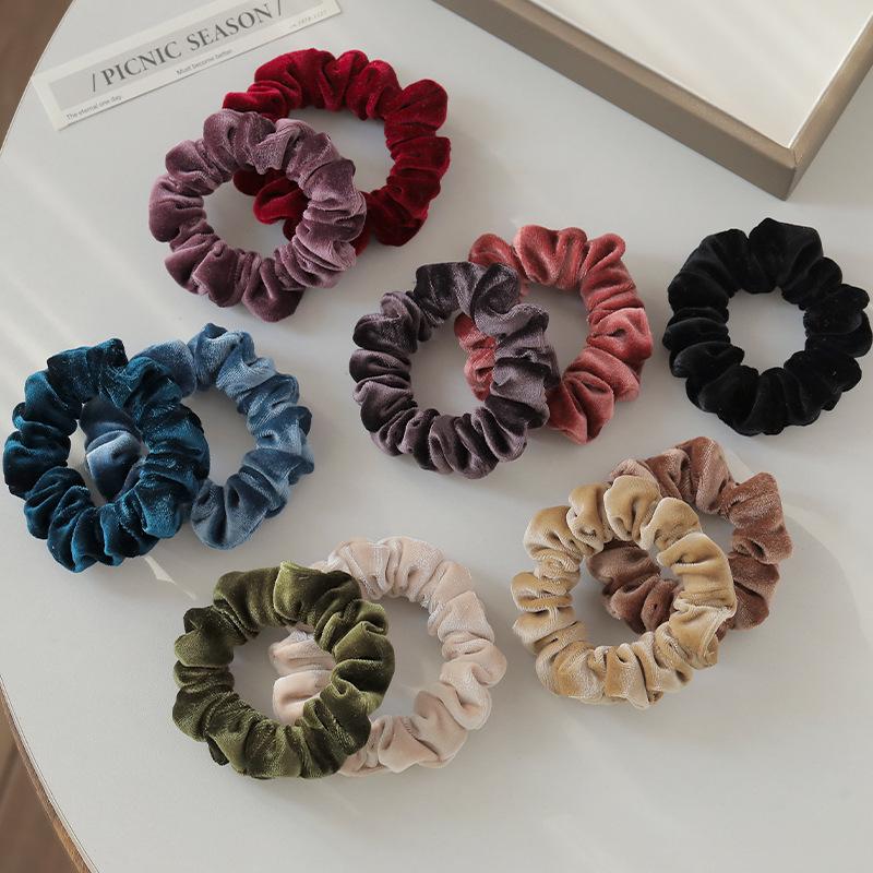 Velvet Scrunchies Set: Milk Tea & Apricot - Japanese & Korean Style Hair Accessories
