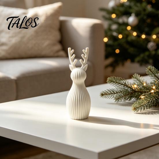 Minimalist Desktop Ornament 3D Printed Reindeer Sculpture, Modern Deer Figurine, Creative Sculpture for Office Holiday Elk Statue Living Room Tabletop