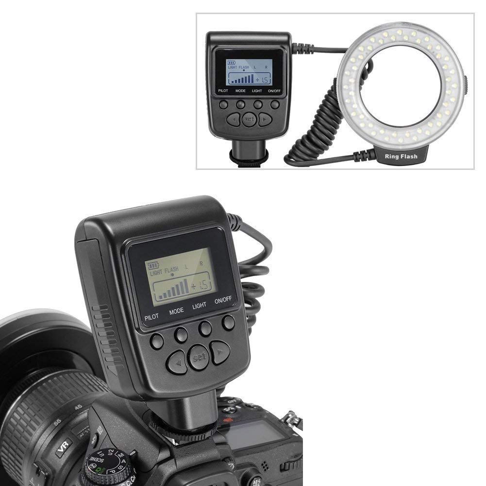 PCA Tech Makro-Ring für Fotografie mit 48 LEDs, kompatibel mit Canon und LCD-Anzeige Licht/Blitz Nahaufnahme-Glühbirnen, Nikon,