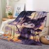 Sanrio Kuromi Magic Witch Blanket Starry Sky Oil Painting Printed Flannel Throw Blanket Multi-use Nap Blanket for Dorm Home