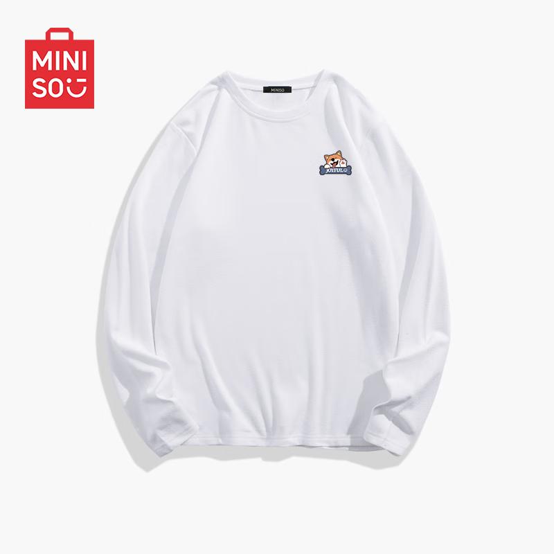 MINISO Men s Corgi Badge Fleece-Lined Long Sleeve T-Shirt XL