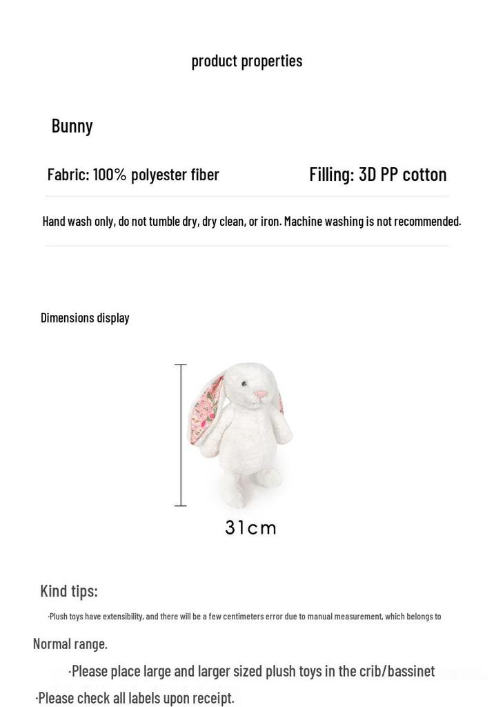 Jelly Lop-Eared Rabbit Plush Toy – Floral Cloth Doll, Christmas Gift for Girls