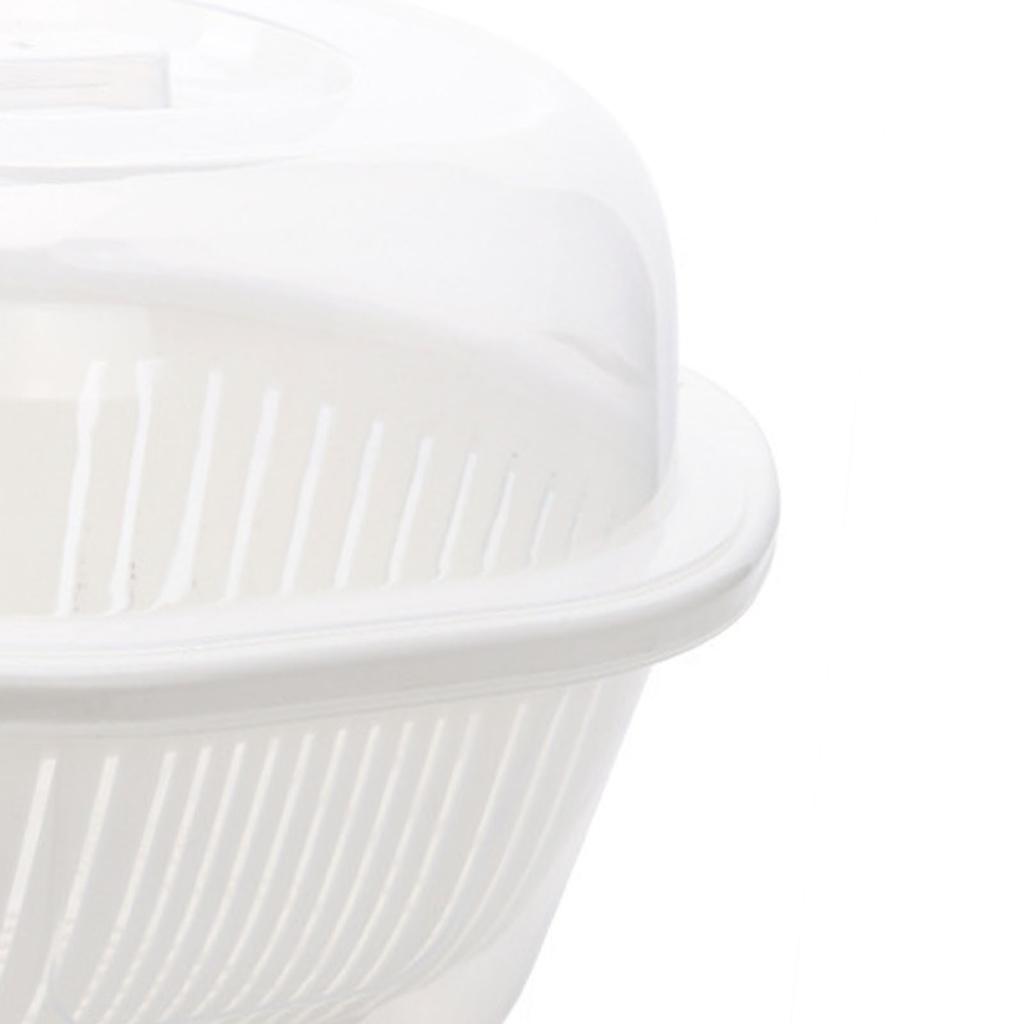 Dvouvrstý odkapávací koš s průhledným víkem Koš na mytí zeleniny a ovoce Organizér pro