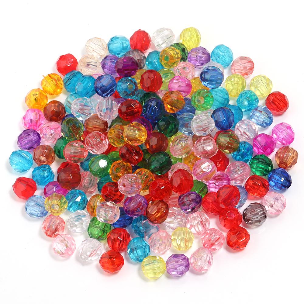 

20-200pcs/bag Colorful Acrylic Beads 32 Faceted Beads For DIY Jewelry Making Bracelet Necklace Pen Decoration Loose Spacer Beads 6mm 200pcs