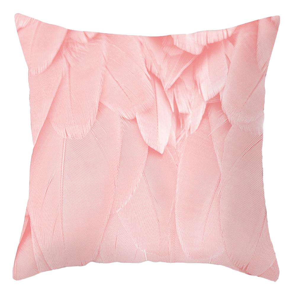Taie d'oreiller de luxe à imprimé plumes roses, taie d'oreiller géométrique en marbre, housse de coussin, oreiller