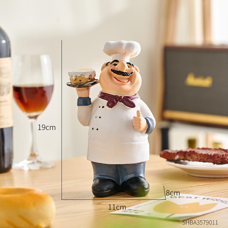 Smiling Chef Figurine Cartoon Character Sculpture And Aesthetic Statue Folk Art Ornaments Desk Accessories Living Room Home Decoration