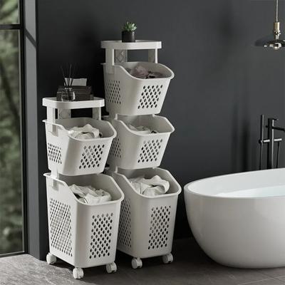 Cesto portabiancheria a più strati Scaffale Organizer ad alta capacità Salvaspazio Scaffale per vestiti sporchi con ruote Cesto portabiancheria rotolante