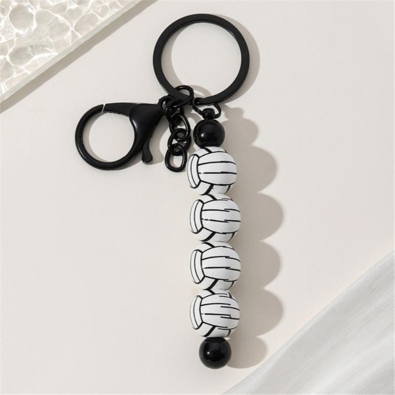Baseball Volleyball Beaded Keychain Sport Themed Keychain Key Holder Keyring Accessory for Bag Charm Keychain Decoration