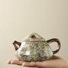 Ruyao Ceramic Teapot With Crackled Glaze Single Pot 220ml Plum Orchid Bamboo Chrysanthemum Design Handmade Chinese Style Kung