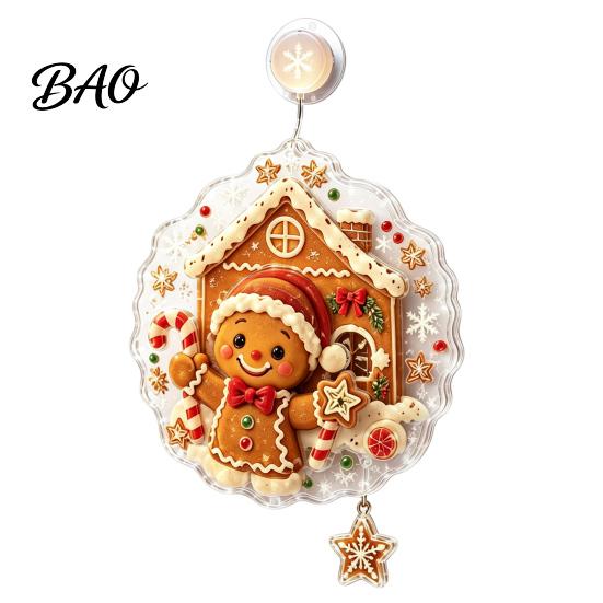 Santa Claus Window Light Christmas Suction Cup Light, Xmas Tree Glass Mirror Hanging Snowman Ornament, Holiday Party Acrylic Decor Soft Glow