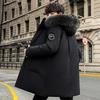 Winter Down Jacket Men's Mid-length Workwear Trendy Brand Large Fur Collar White Duck Down Cold-proof Clothing Men's Hooded Jacket Men's Clothing