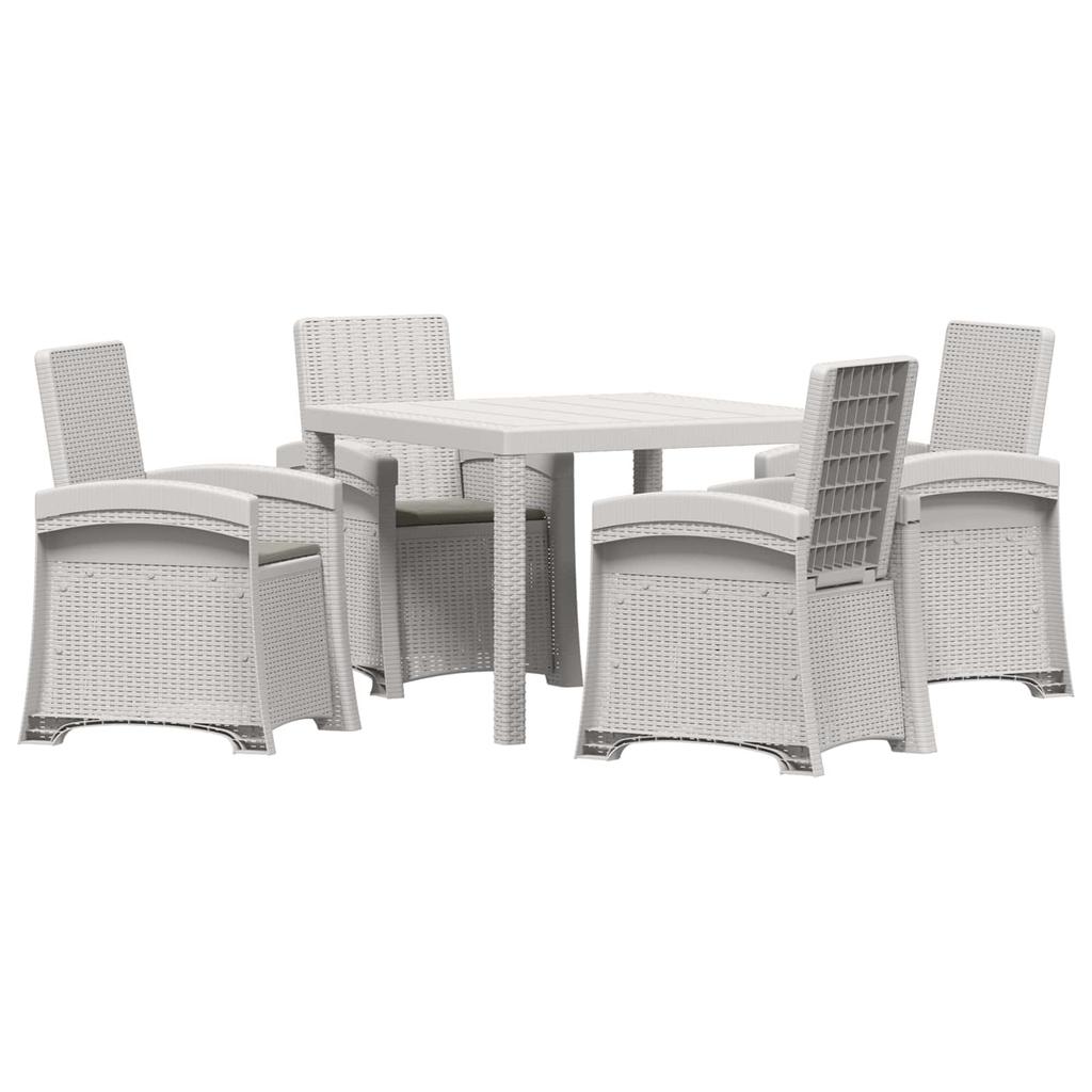 Garden Dining Set 5 pcs White and Light Grey PP