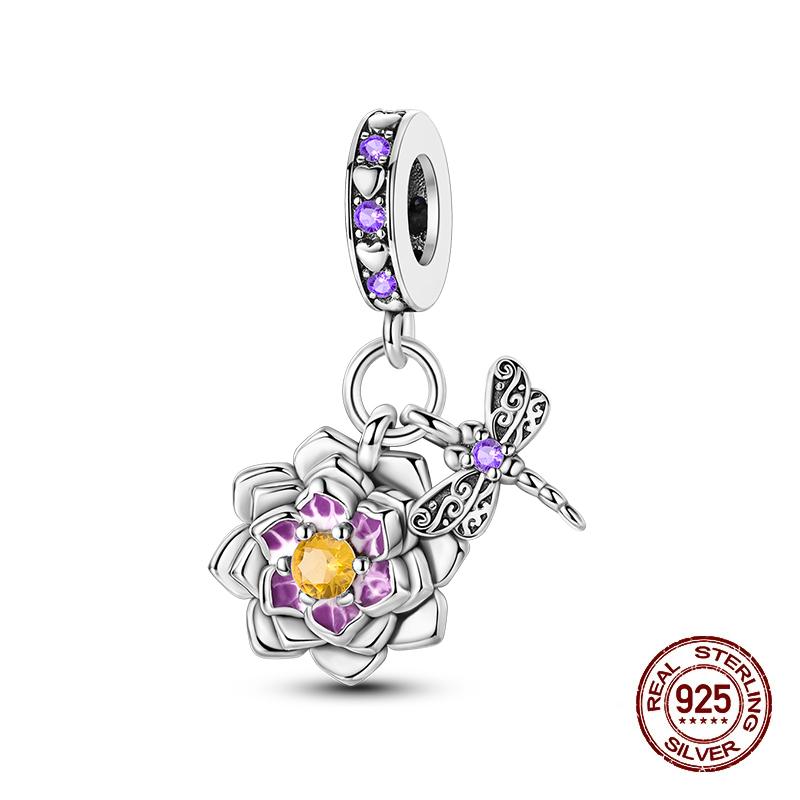 Compatible With 3MM Authentic Bracelets copper Colorful Dragonfly Flower Gem Butterfly Charm Bead Charms Bead Charms Fine Do It Yourself Jewellery Mak