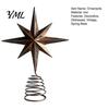 Sturdy Spiral Spring Base Distressed Metal Eight-pointed Star Christmas Tree Topper with Stable Unique Top Ornament Base, Vintage for Holiday