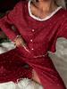Women's European & American Lace Cardigan Pajama Set, Long-Sleeved Top & Pants, Autumn/Winter Style