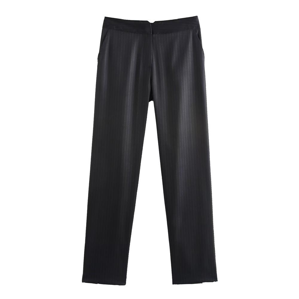 

Женский костюм в тонкую полоску прямого кроя, комплект: пиджак и брюки, Осень/Зима 2024 M грязно-белый