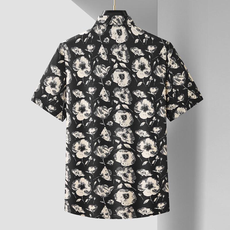 Men's Plus Size Printed Pure Cotton Short Sleeve Shirt