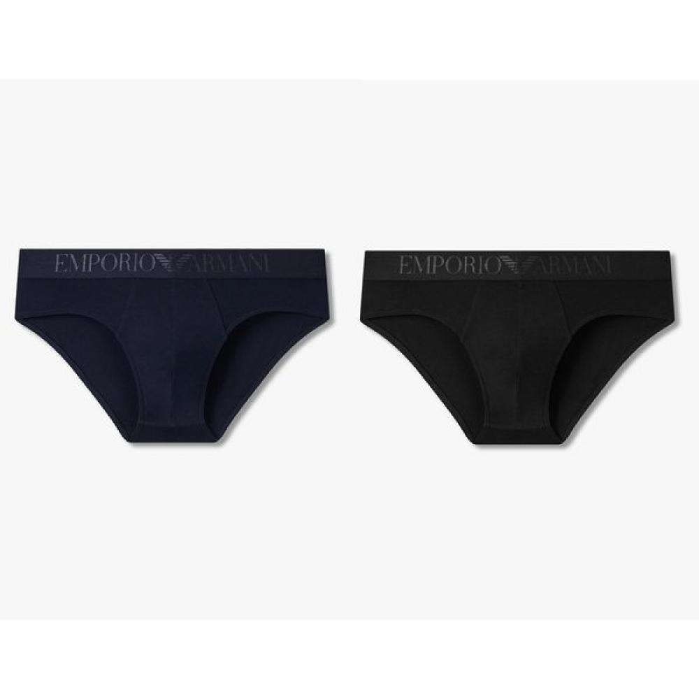 Emporio Armani Мужские плавки-слипы с глянцевой полосой с логотипом, набор из 2 шт. 0815311057 0815311058 S(95)