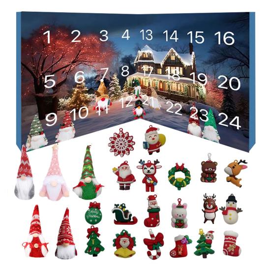 2025 Christmas Gnomes Advent Calendar 24 Days Countdown Box with Dwarf Figures Holiday Home Decoration Gifts
