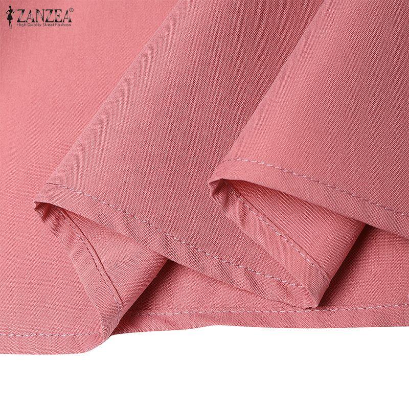 ZANZEA Women Casual V-Neck Solid Color 3/4 Sleeve Loose Dress