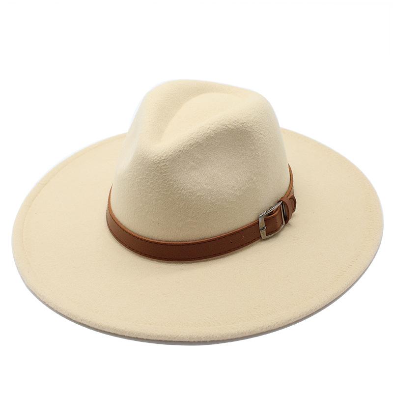 Wool 9.5Cm Big-Brimmed Jazz Top Hat, Men'S And Women'S Peach Heart Top, White Top Hat, Felt Hat