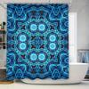 Blue Geometric Shower Curtain, Waterproof Fabric With Rod Pocket Design For Bathroom Decorations