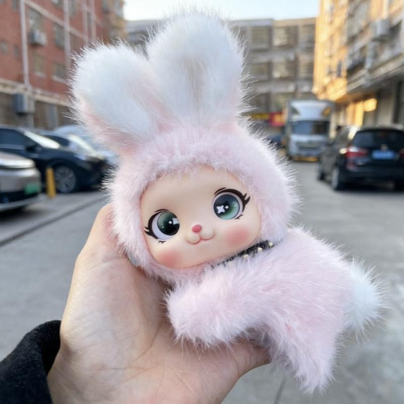 Cute Vinyl Bunny Doll Plush Toy Soft Kawaii Prone Position Rabbit Plushie Doll for Kids Adults Gifts Home Ornament Couple Gifts
