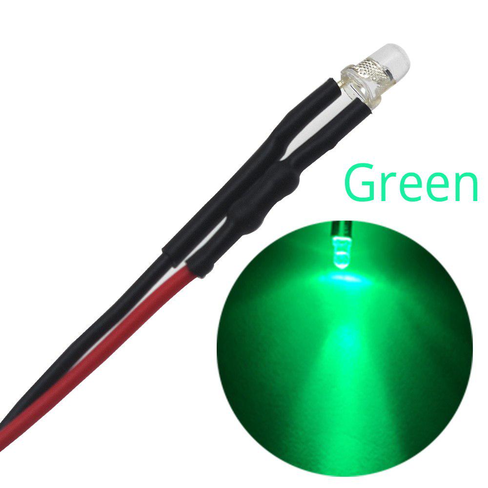 5X F3 3mm 20cm Vorverdrahtete LED-Rundlichtlampe, Chip-Perlen-Kabel, DC 12V-Emitting-Dioden