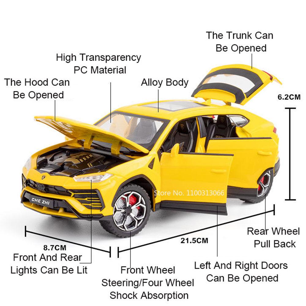 1:24 Lambor URUS Sian FKP37 Alloy Sports Cars Toys Models Diecasts Off-Road Vehicles Sound Light Miniature Model Car Kids Gifts