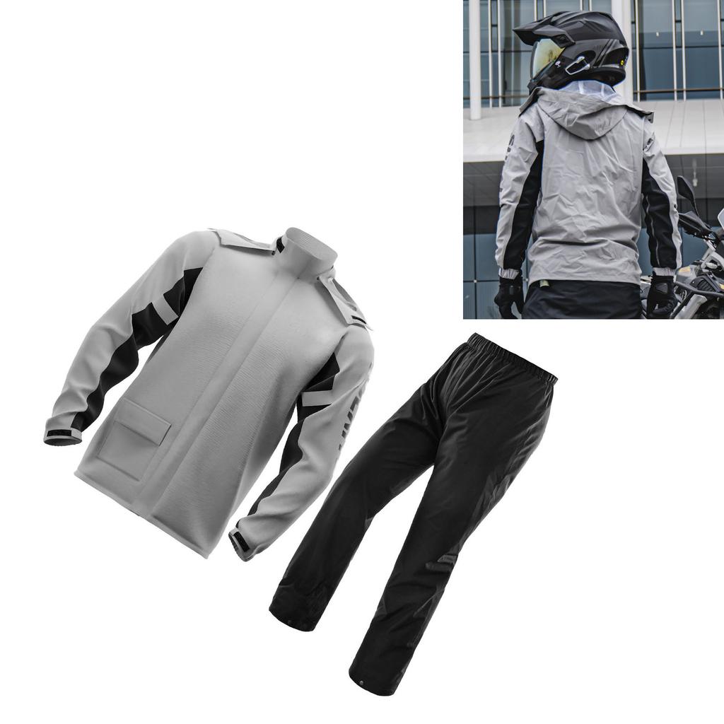 Equipamento de Chuva para Motocicleta à Prova de Vento Leve Respirável Macio Roupa de Chuva para Exterior com Cobre-sapatos Cinza L