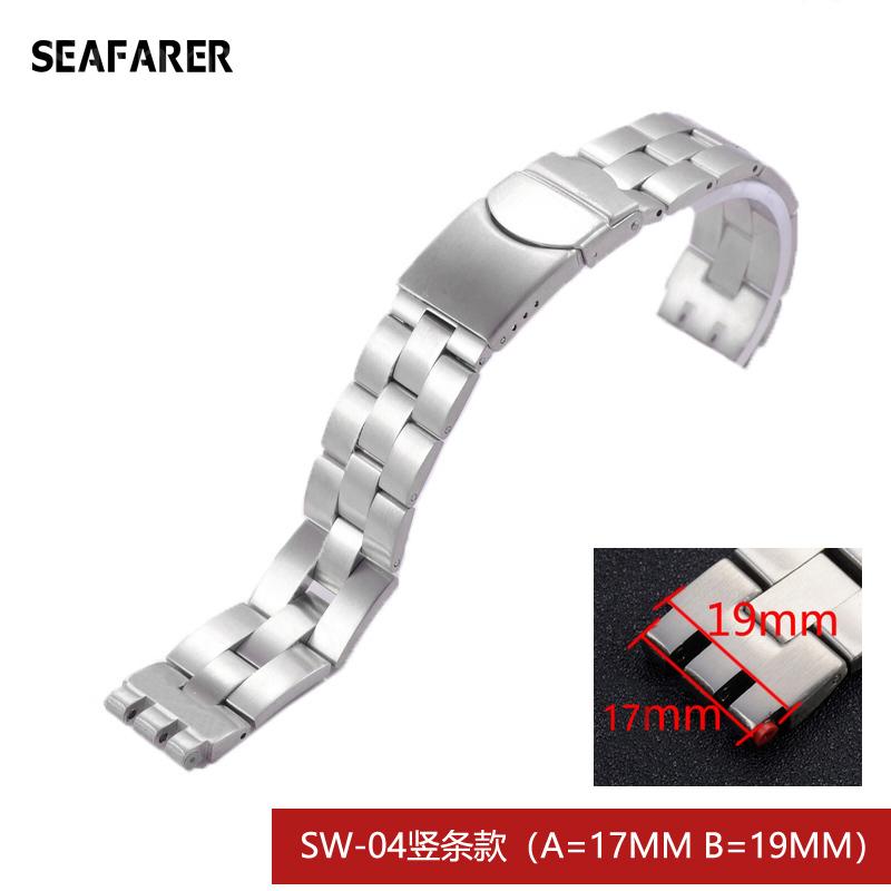 Watchband 23*26mm Sliver Metal Stainless Steel Butterfly Clasp Strap for Swatch YOS440 441 439 Watch Band