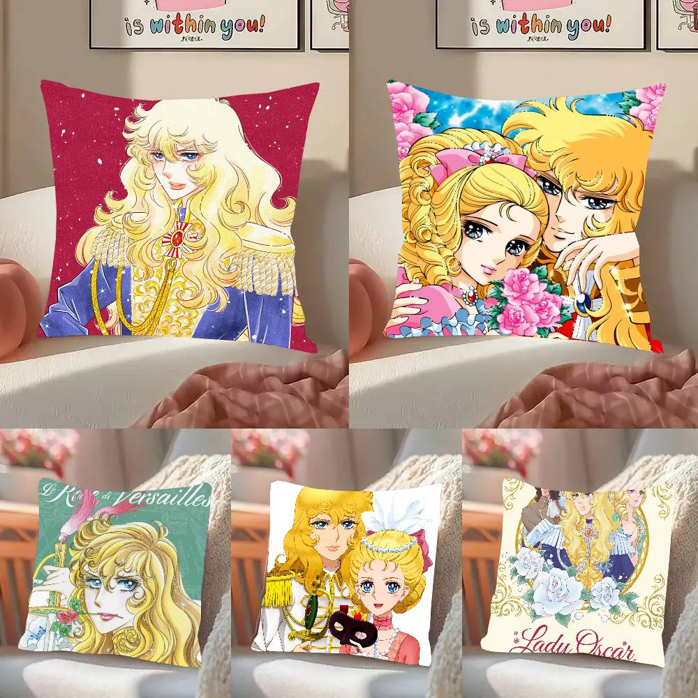 The Rose Of V-Versailles Anime Pillow Case Fashion Square Pillowcase Bedroom Sofa Room Ins Decoration Leisure