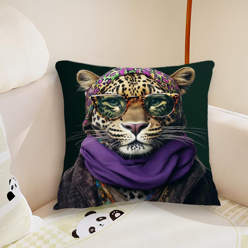 Wreath for Leopard Cushion Cover Pillow Case Plush Fabric Soft Double Sided Print Sofa Cushion Cover Throw Pillow Covers