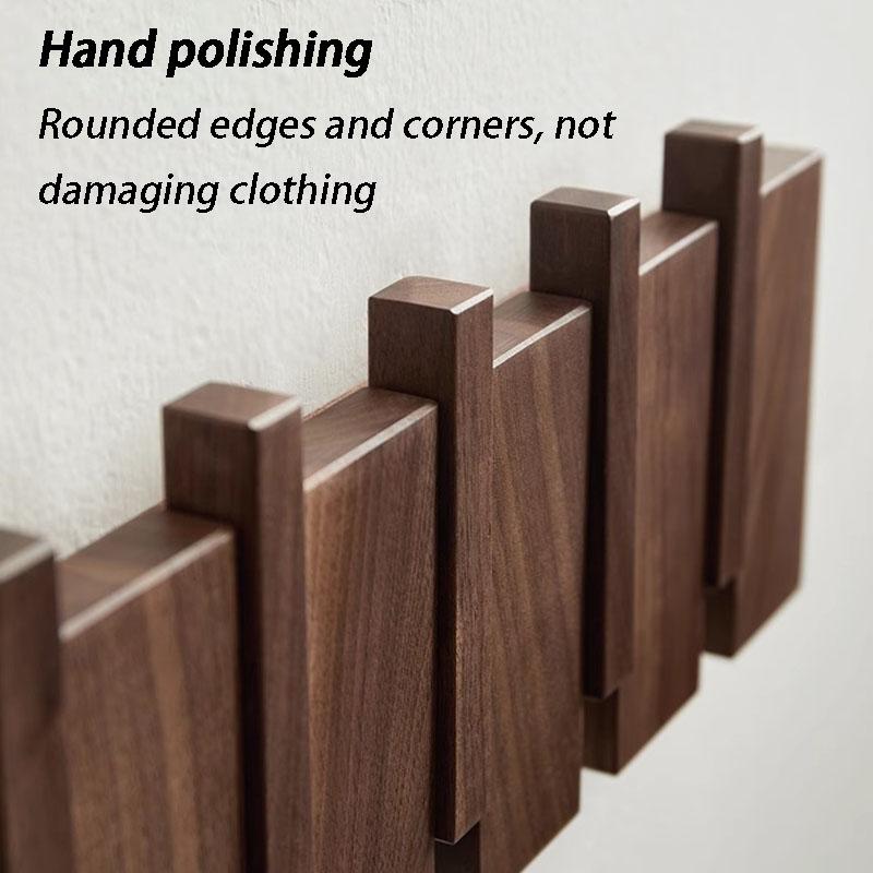 Solid Wood Coat Rack Entrance Hall Clothes Bag Storage Hanging Hook Wall Mounted Clothing Organizer Hanger with Magnetic Suction